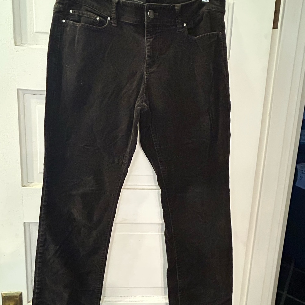 Ann Taylor Signature Dark Brown Stretch Corduroy Pants